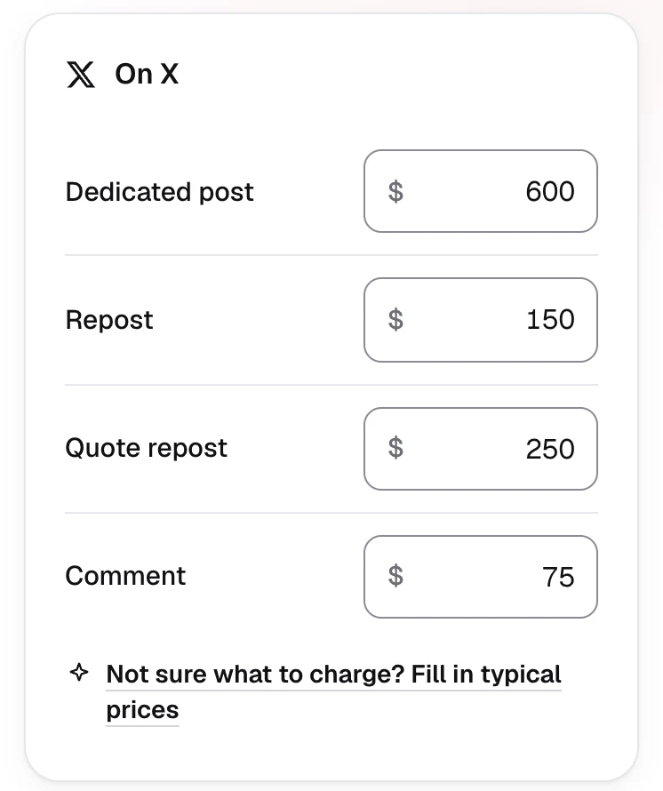 The first step of the Gott Creators signup: picking X and LinkedIn.